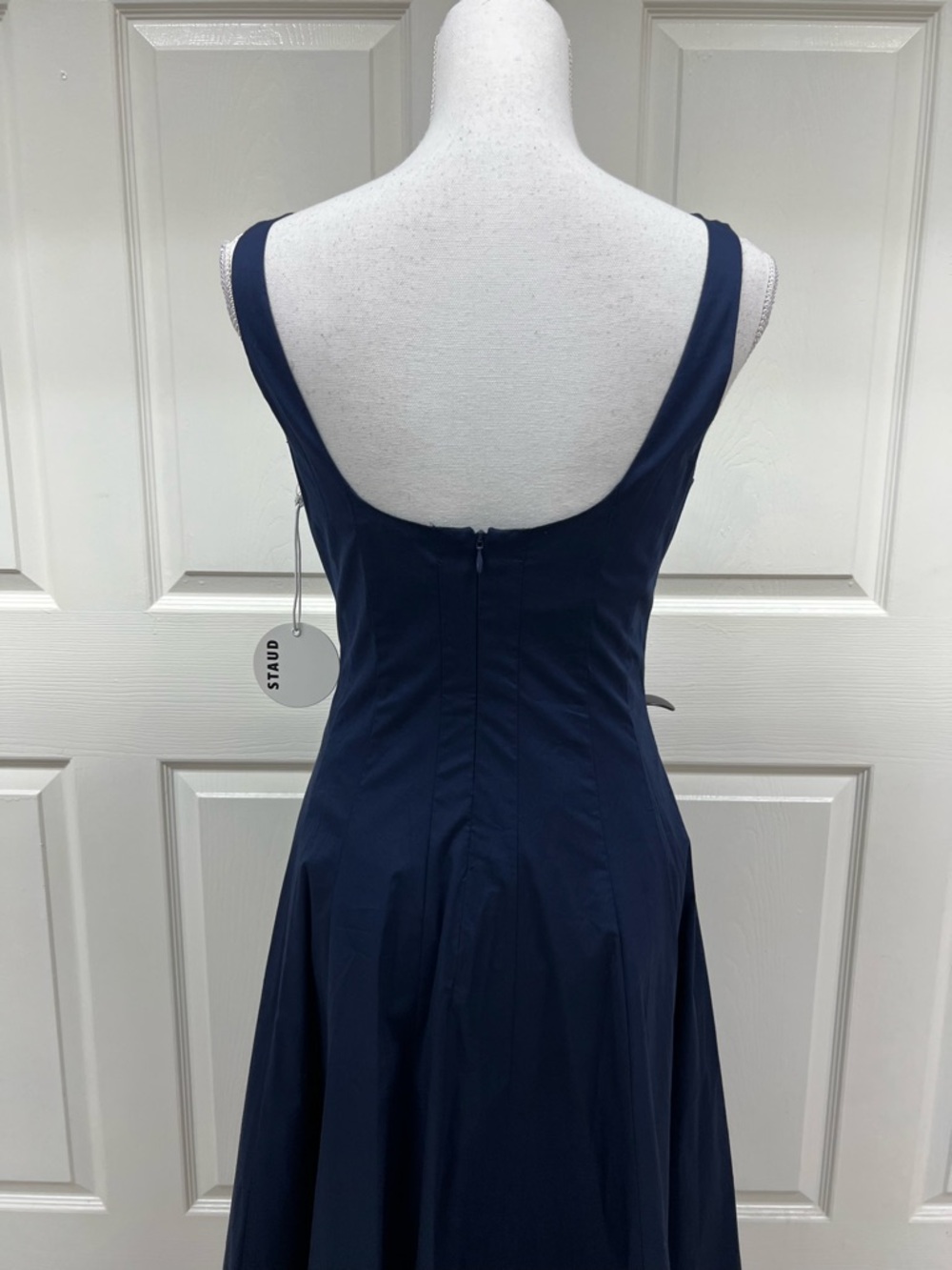 STAUD Wells Midi Dress in Navy Size 6 in Navy NWT - Picture 12 of 15